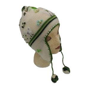 Kids Handmade Peruvian Chullo, Whimsical Animals Ear Flap Hat With Pompoms